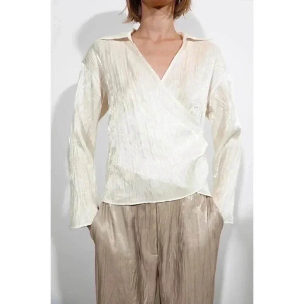 Zara wrinkle satin effect blouse  7969/258 small
